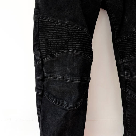 Parasuco Men's Moto / Biker Fit Distressed Black Jeans ~ Size 38 - Picture 3 of 12